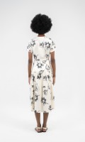 White Leaf Silk Midi Dress